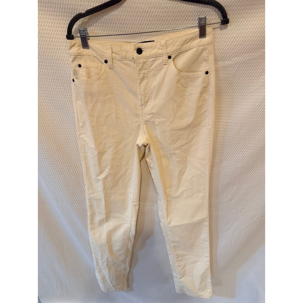 Talbots White Corduroy High Rise Straight Leg Size 4 Pants EUC